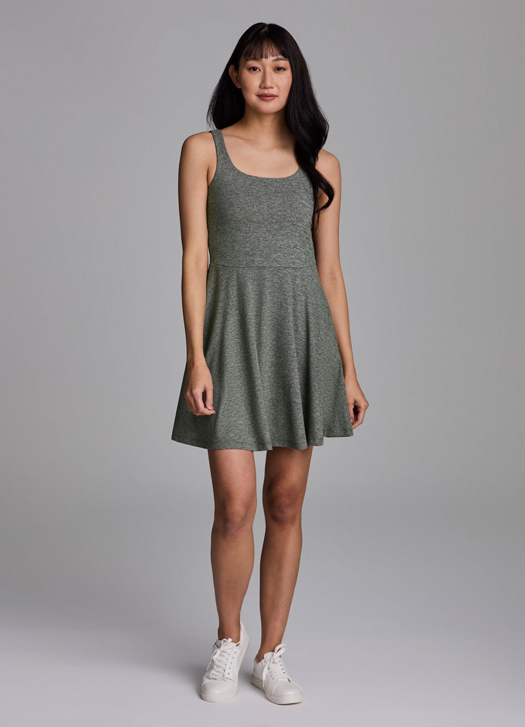 grey fit and flare cocktail dress Grey Pleated Mini Dress