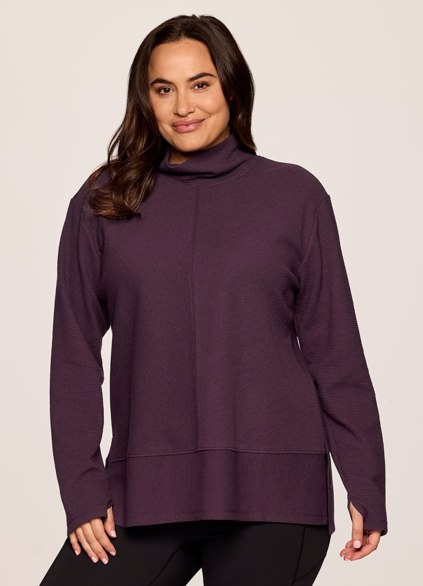 Plus Studio Jacquard Mock Neck Pullover - RBX Active