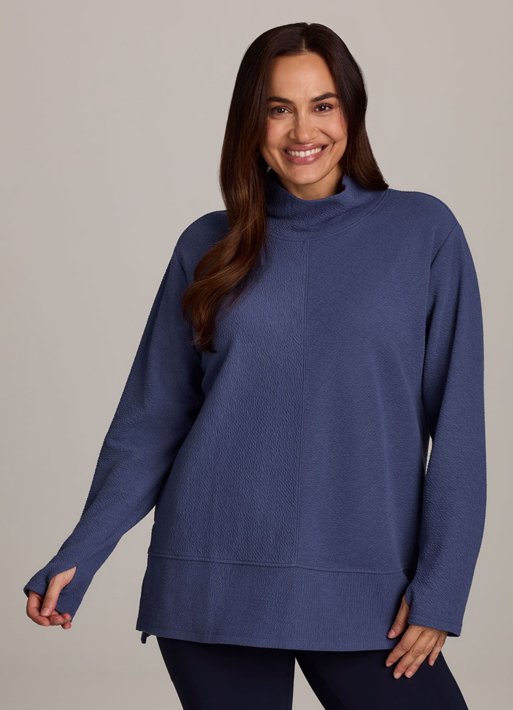 Plus Studio Jacquard Mock Neck Pullover - RBX Active