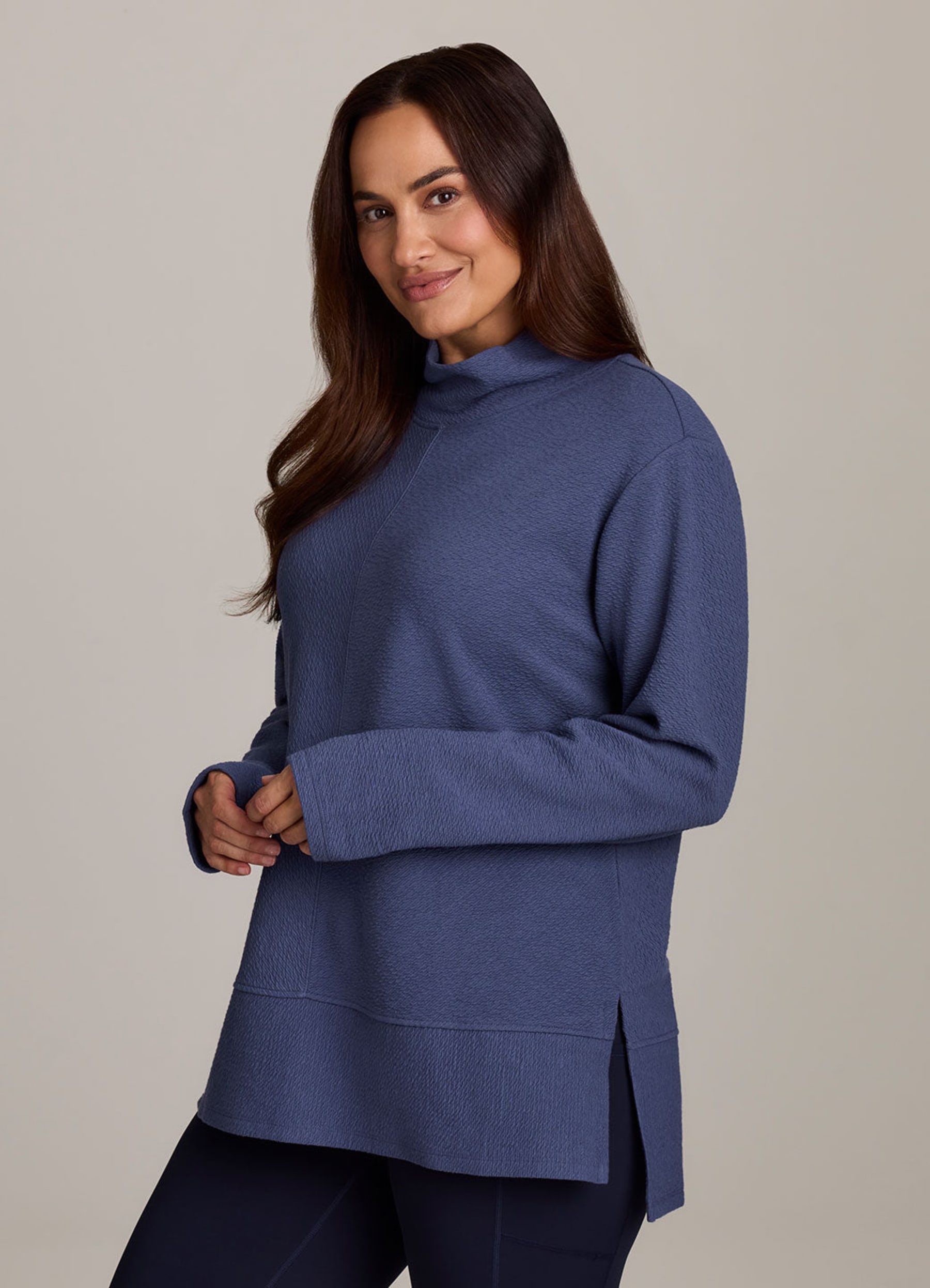 Plus Studio Jacquard Mock Neck Pullover - RBX Active