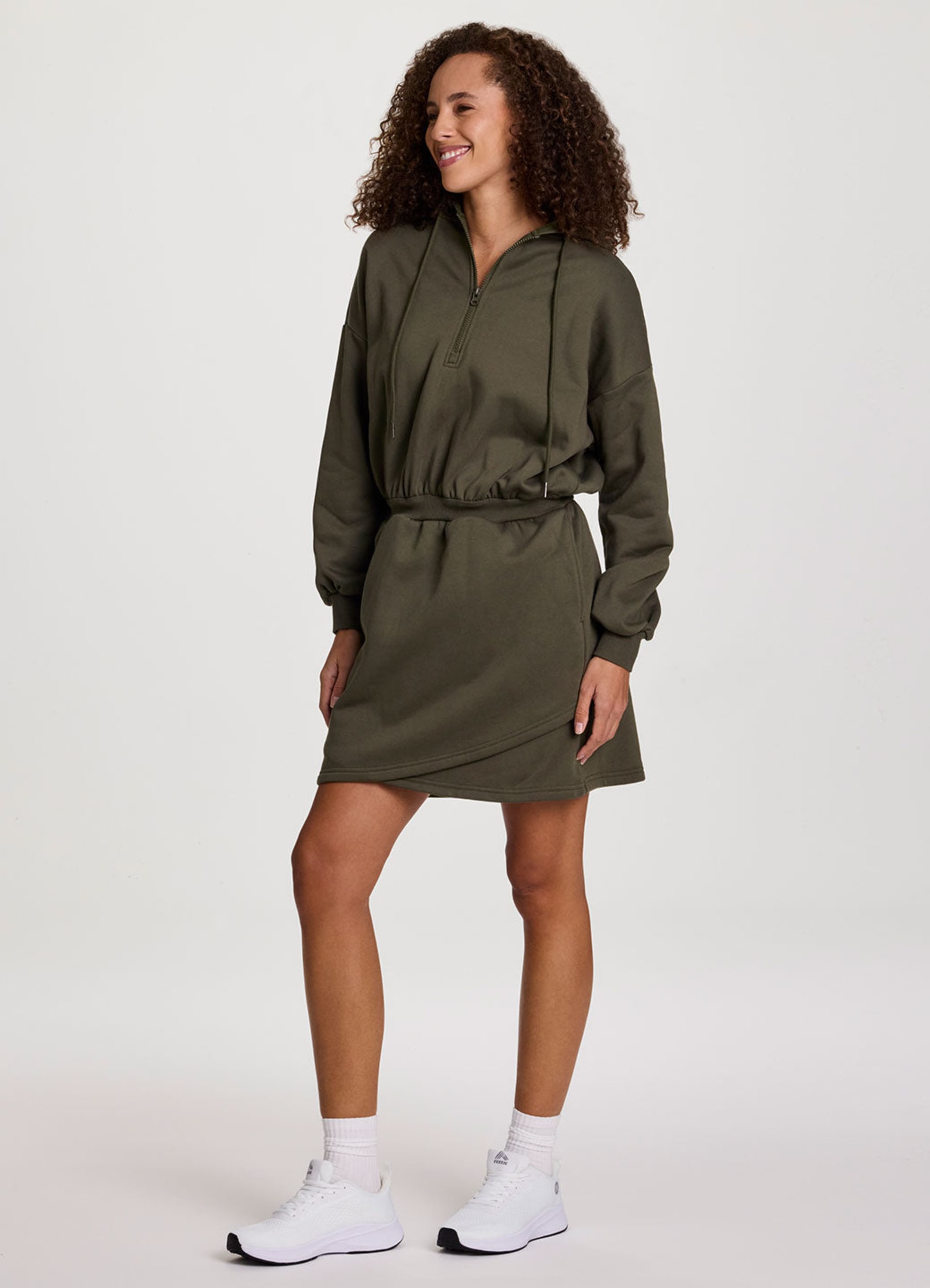 olive green hoodie dress ellos Women's Plus Size Hooded Sweatshirt Dress