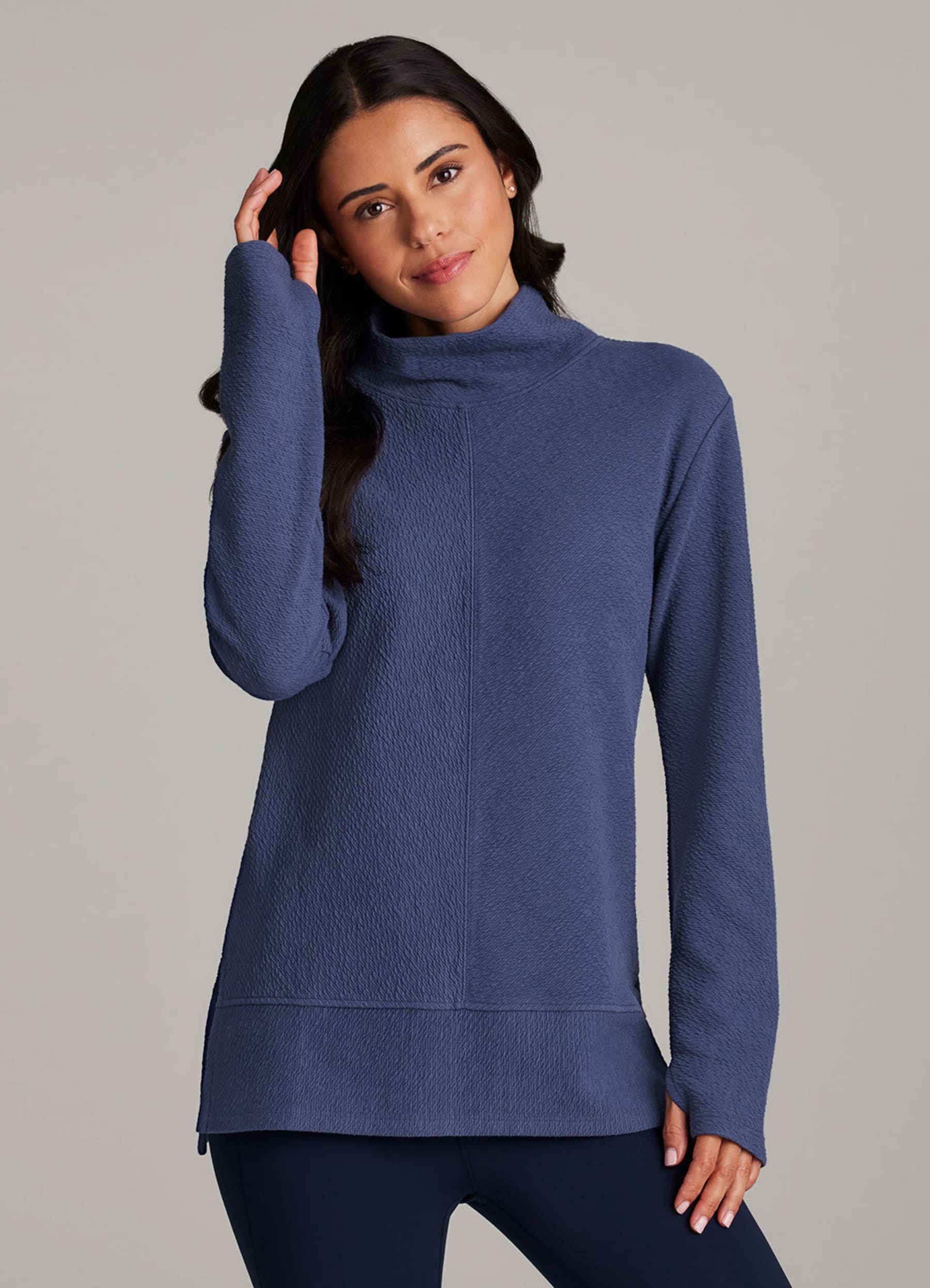Plus Studio Jacquard Mock Neck Pullover - RBX Active