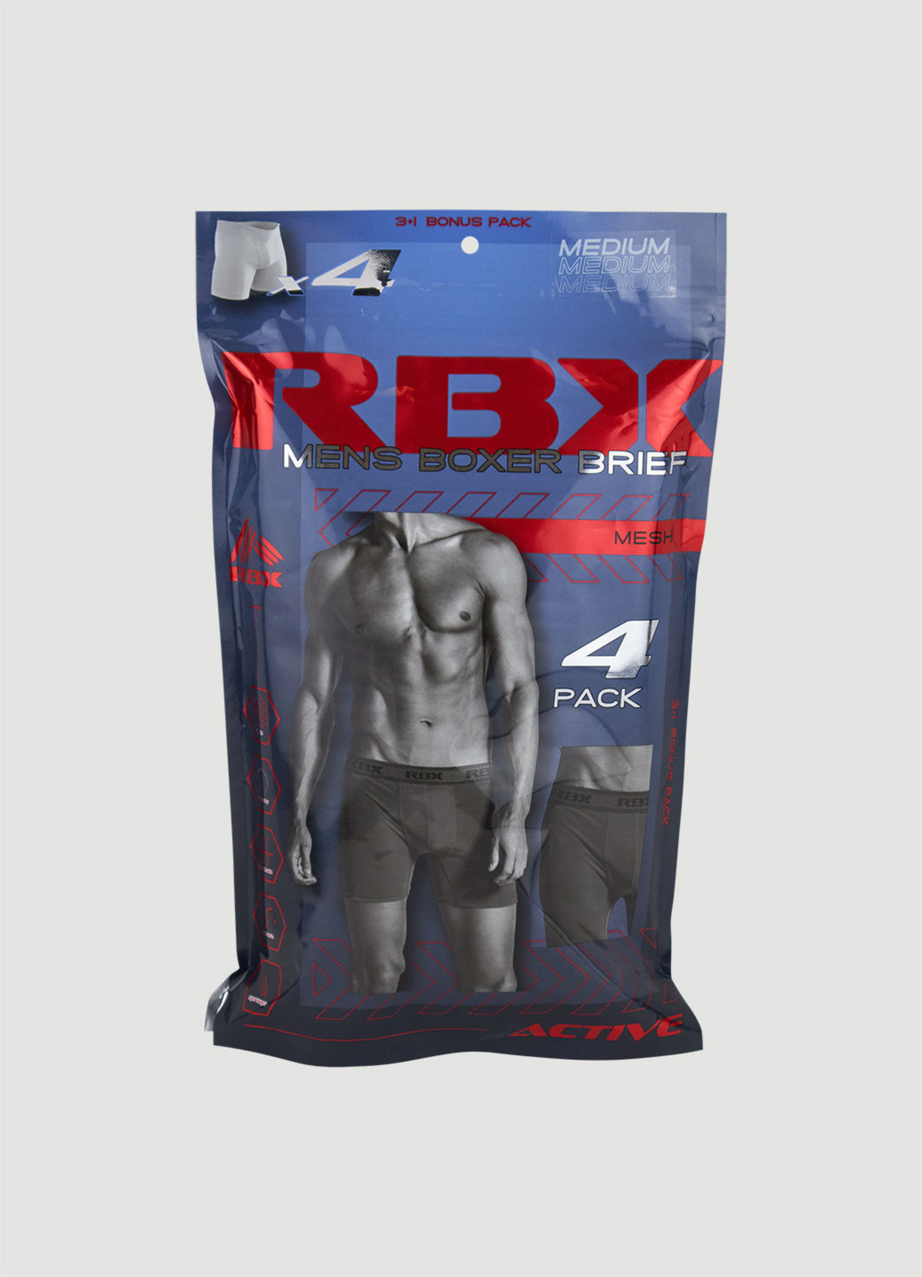 Men's Performance Mesh Boxer Briefs 4Pack RBX Active