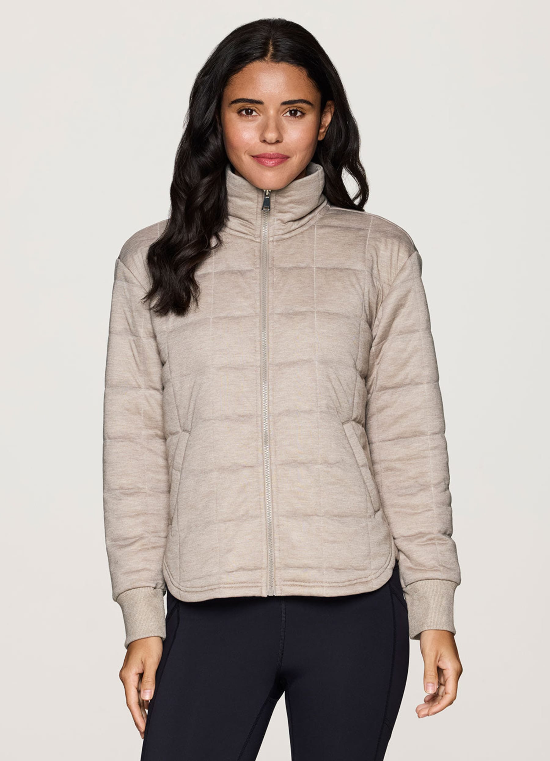 Rbxquilted Zip Up Jacket For Women Lightweight Mock Neck Jacket With Pockets For Hiking Workouts Casual Wear