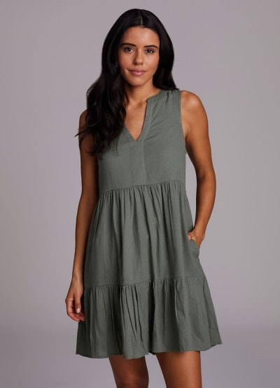 Laidback Linen Popover Dress