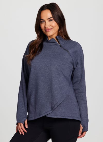 Plus Prime Ready To Roll Fleece Zip Mock Neck Pullover