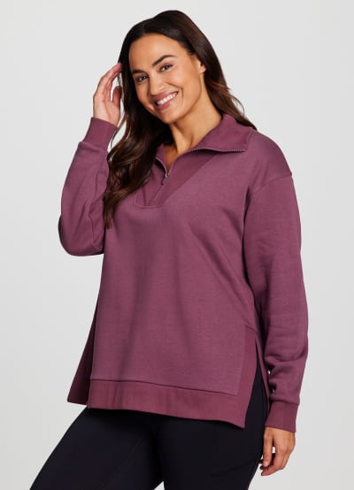 Plus Downtown Fleece 1/4 Zip Tunic