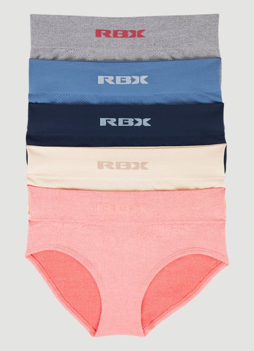 Buy RBX women 5 pack brand logo pull on seamless panties peach