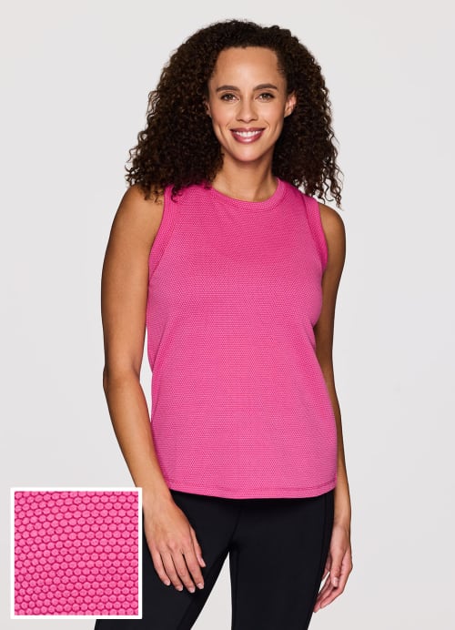 RBX, CR2210, 2 Womens Activewear Tops, Pink and Grey, Short Sleeve Med.