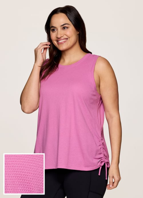 RBX, CR2210, 2 Womens Activewear Tops, Pink and Grey, Short Sleeve Med.