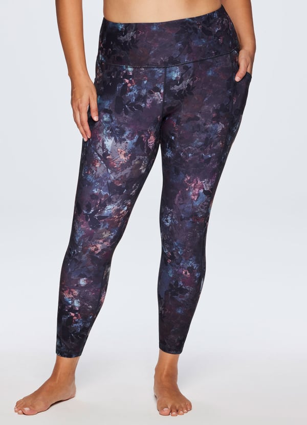 Plus Dancing Leaves Legging With Pockets - null