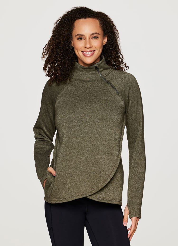 Fleece mock neck pullover best sale
