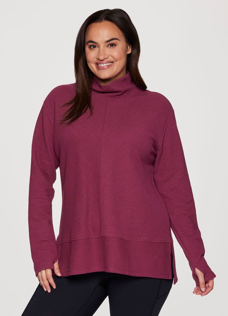 Plus Studio Jacquard Mock Neck Pullover RBX Active
