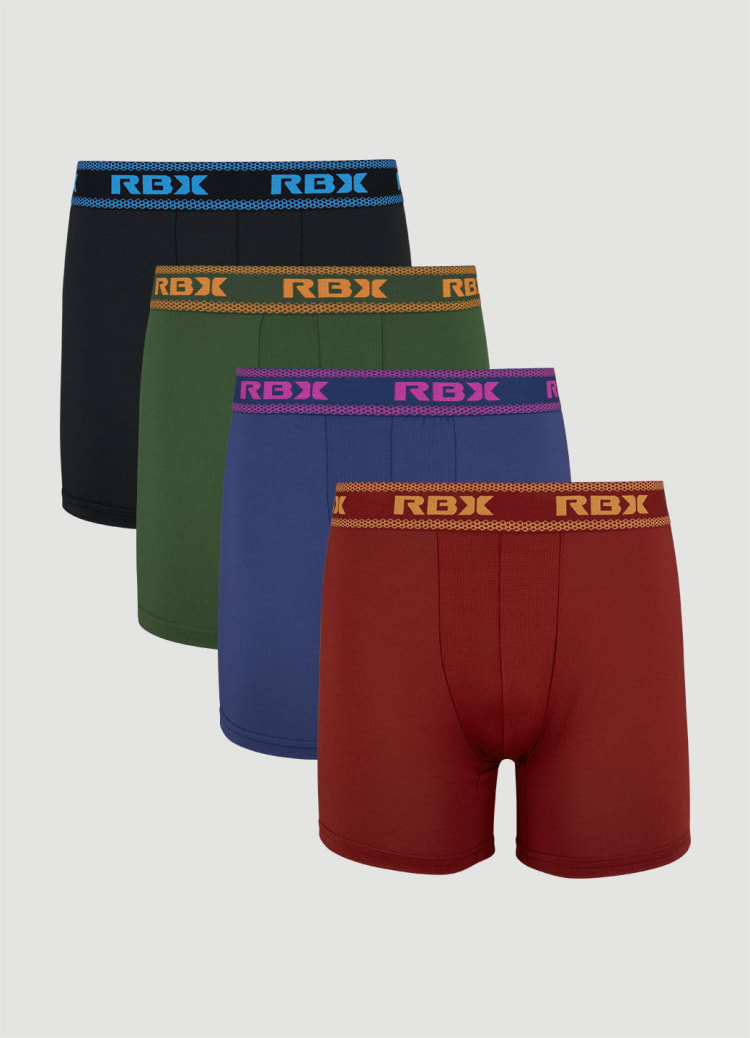 Men's Performance Mesh Boxer Briefs 4-Pack - RBX Active