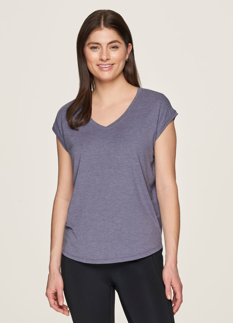 RBX Active Women's Short Sleeve High Low Soft V-Neck Tee 
