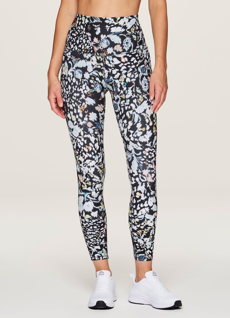 Black and shop white floral leggings