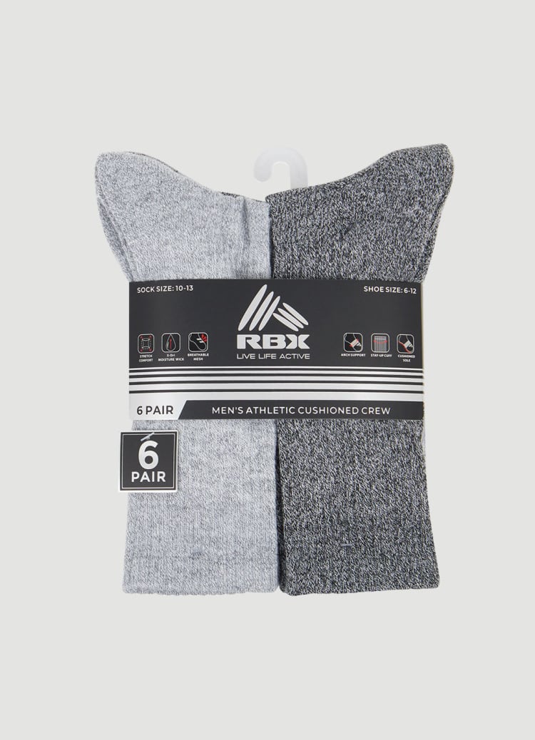 Men's 6Pack Crew Socks RBX Active