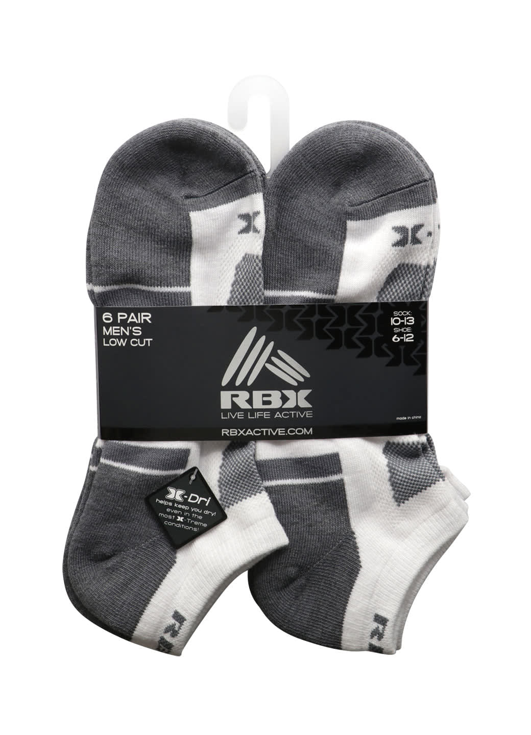 Men's 6Pack White Low Cut Socks RBX Active